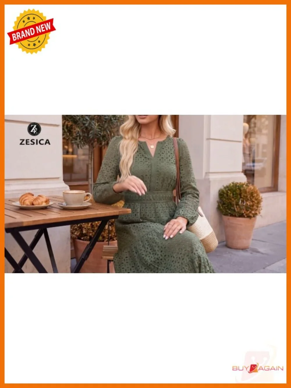 Women's Long Sleeve Eyelet Embroidered Maxi Dress V Neck A-Line Fall